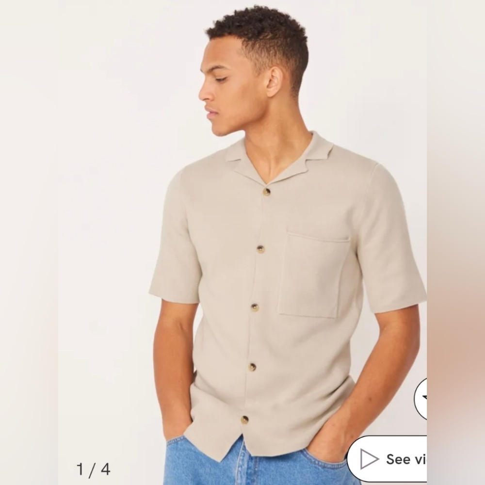 Only & Sons Knit 100% Cotton Collared Shirt